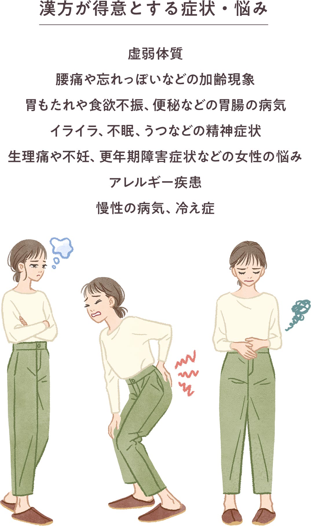 漢方が得意とする症状・悩み